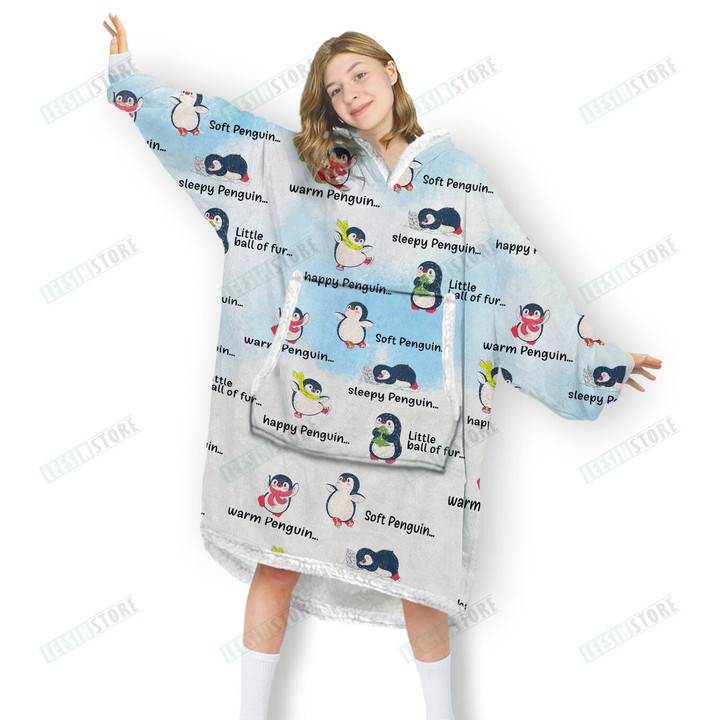Cute Penguin Oversized Hoodie Oodie Blanket 3D Apparel