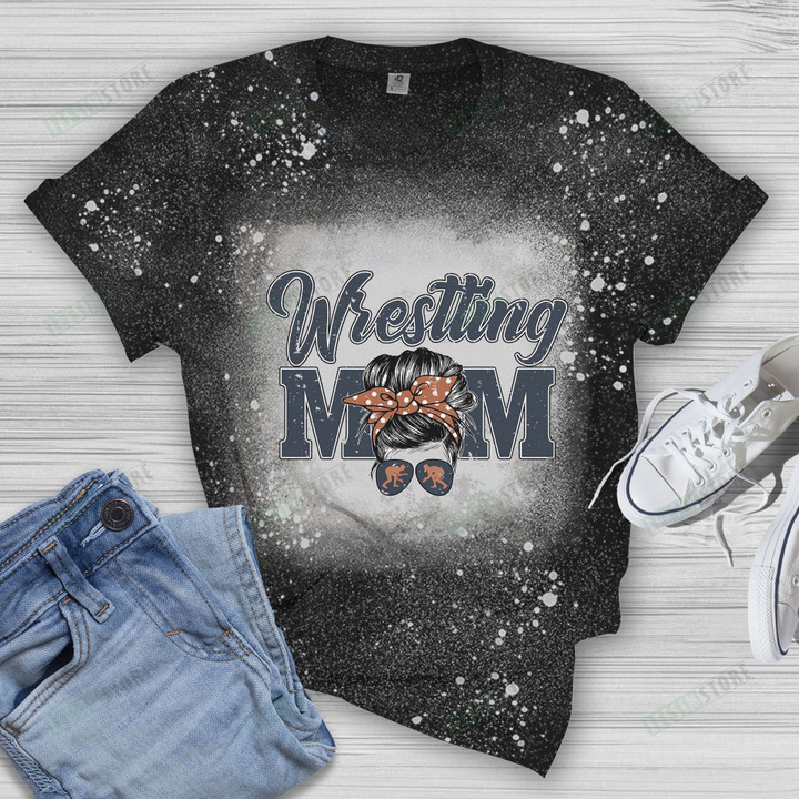 Wrestling Mom 2D Bleached T-shirt