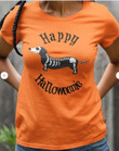 Happy Halloweenie Dachshund Skull Design T-shirt Gift For Dog And Halloween Lovers