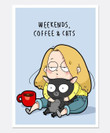 Weekends Coffee And Cats Playing With Cute Black Cat And Drinking Coffee Tshirt Gift For Cat Lovers Coffee Lovers