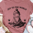 Santa Do Yoga With Wine Joy To The World Funny T-shirt Gift For Merry Christmas