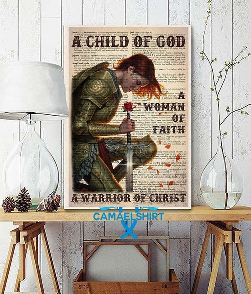 A Child Of God A Woman Of Faith A Warrioir Of Christ With Swords Poster poster canvas