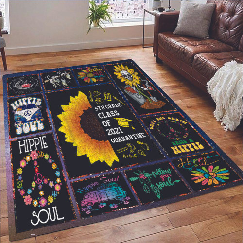5th Grade Class Of 2021 Sunflower Hippie Soul Groovy Flowers Carpet