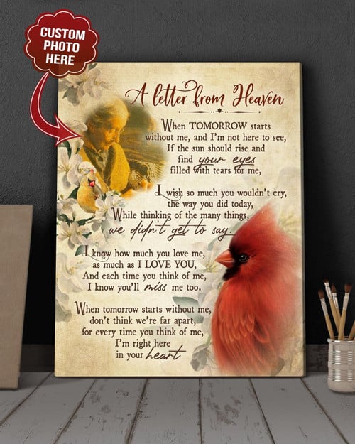A Lettler From Heaven Poem Poem Red Cardinals Personalized Photo Memorial Gift Poster Canvas