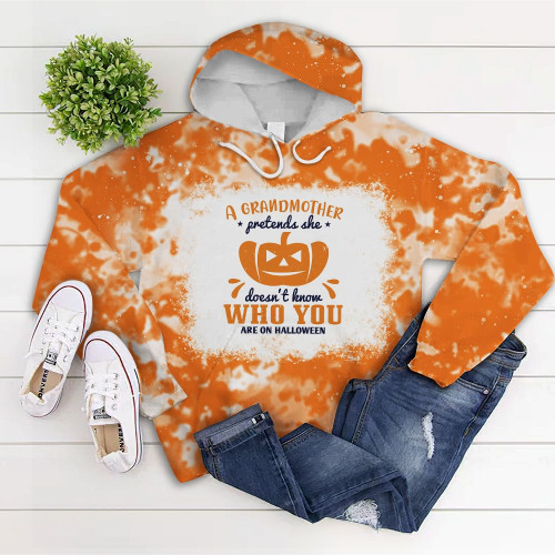 A Grandmother Pretends She Doesnt Know Who You Are On Halloween Pumpkins Orange 3D Designed Allover Gift For Halloween Holiday Lovers Hoodie