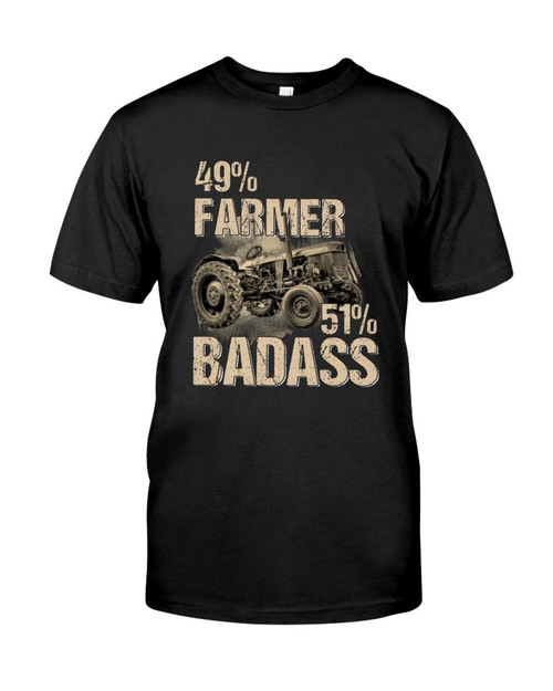 49 Percent Farmer 51 Percent Badass Tractor Black Classic T-shirt gift for Farm Lovers Ride Tractors Lovers Tshirt