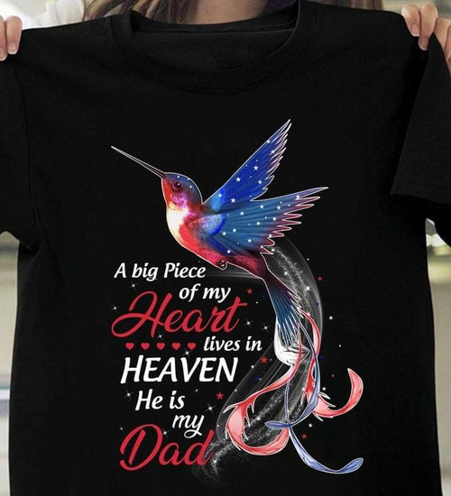A big piece of my heart lives in heaven he is my dad cardinal t-shirt memorial gift for loss of Dad Tshirt