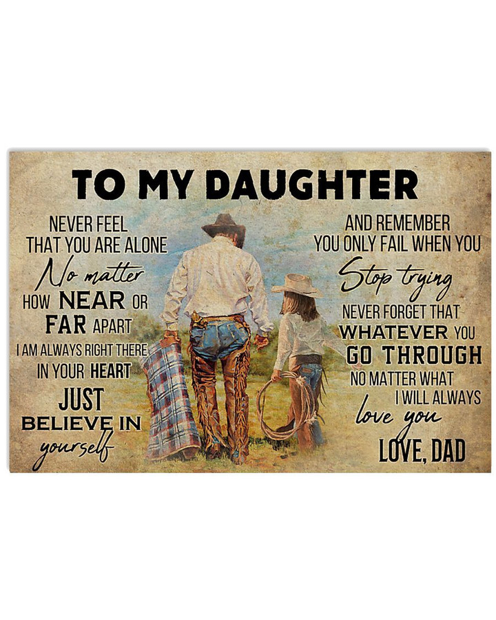 Cowboy to my daughter i will always love you dad poster canvas