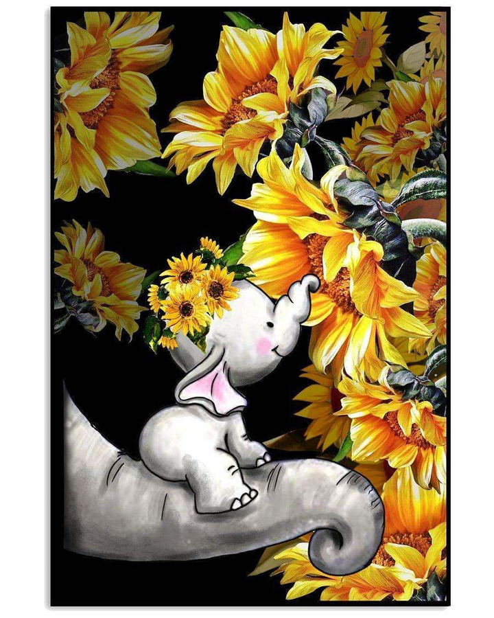 Elephant Mom Baby Sunflower Mother'S Day poster canvas