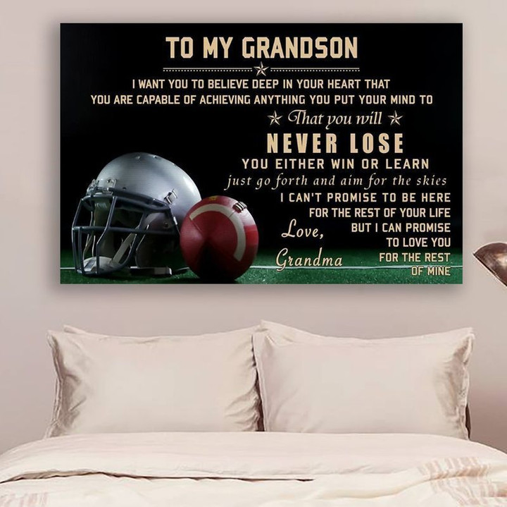 Football Grandmother To Grandson Never Lose poster canvas