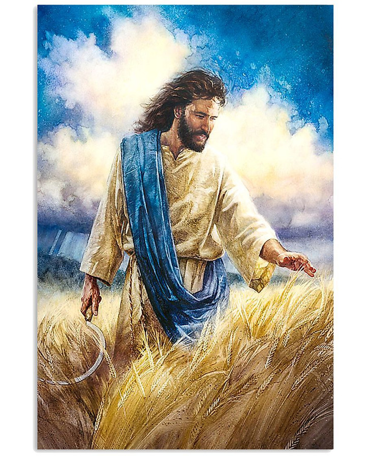 Jesus Famers On Rice Fields Sunshine Jesus Poster Gift For God Jesus Christian Lovers
