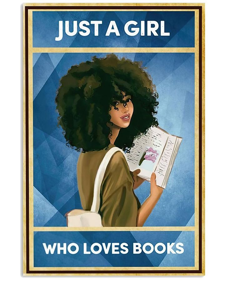 Just A Girl Curly Hair Who Loves Books Vertical Design Poster Canvas Gift For Books Lovers