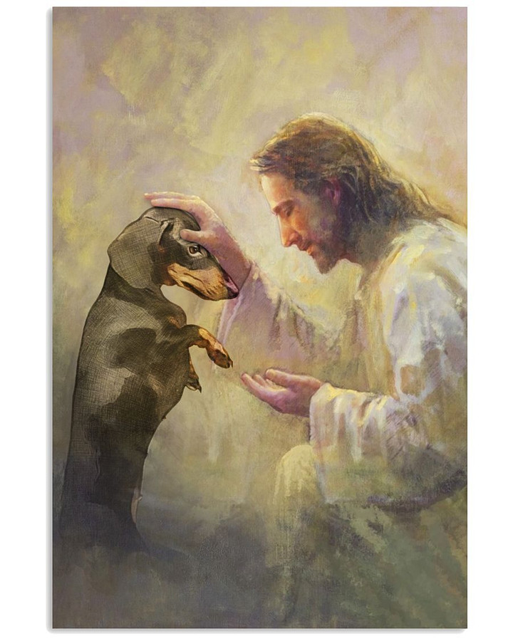 Dachshund Prayer Of Love Jesus Oil Painting Picture Poster Canvas Gift For Jesus Believers