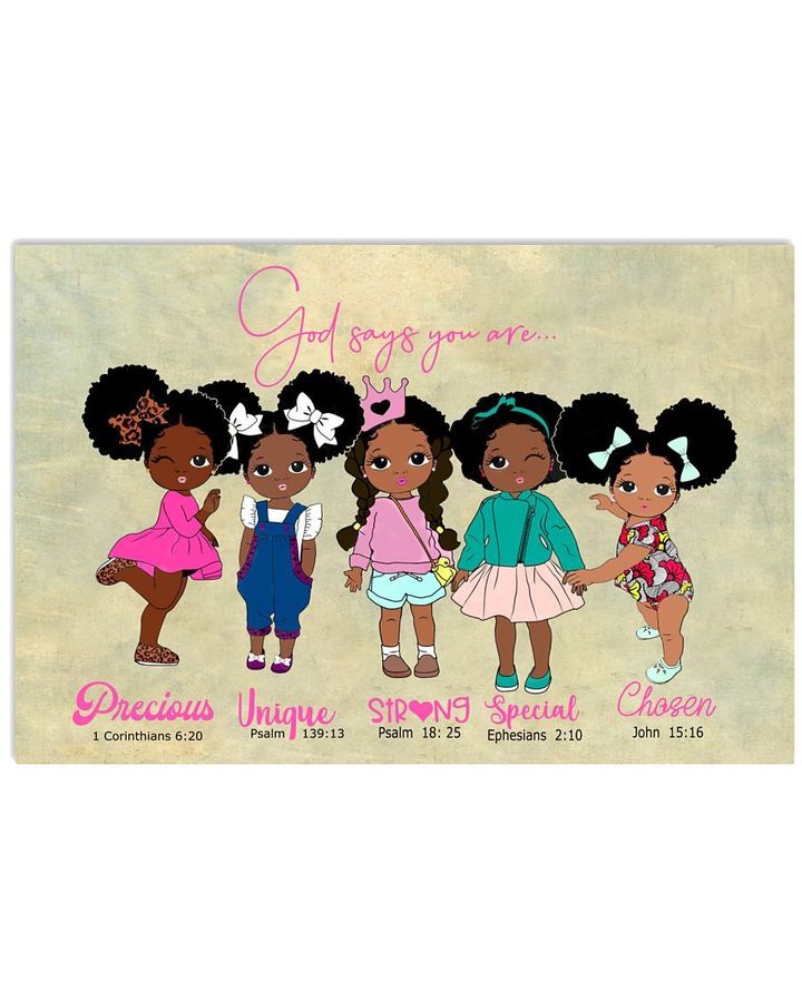 Children Girls God Says You Are Precious Unique Special Chosen Bible Poster Canvas God Believers