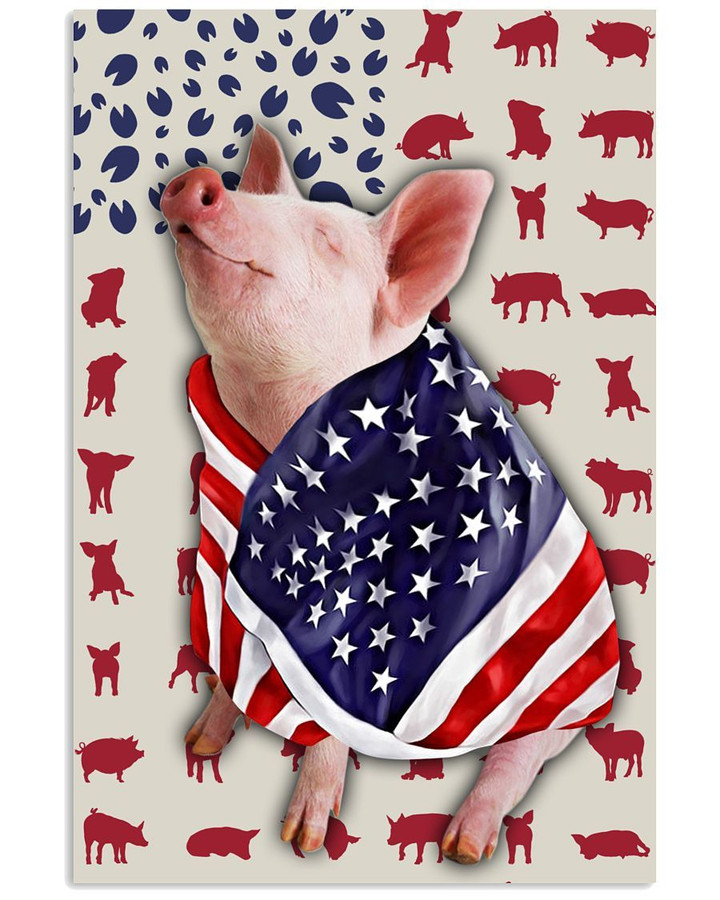 Pigs In Us Flag Vertical Design Poster Canvas Gift For Independence Day 4Th July