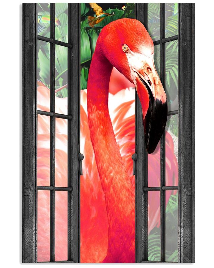 Flamingos In Jungle Vertical Window Design Poster Canvas Gift For Flamingos Lovers
