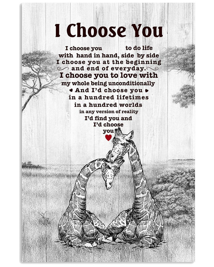 Girafle Couple I Choose You Heart Shape Poster Canvas Gift For Wedding Anniversary Gift