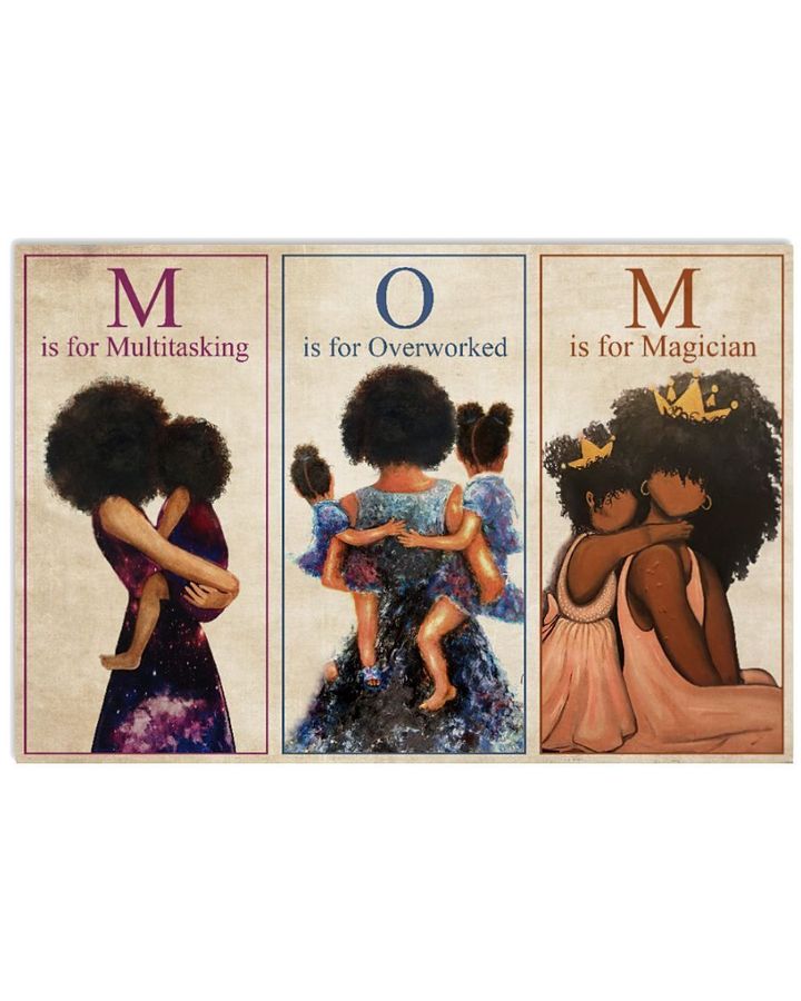 Mom Is For Multitasking Overworked Magician Horizontal Poster Canvas Gift For Black Mom