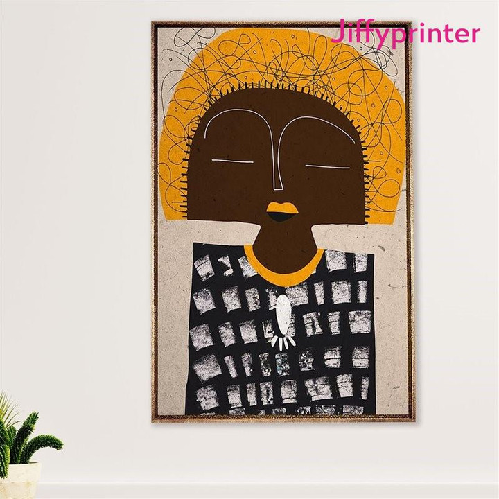 African American Afro Potrait Art Black Girl Vertical Poster Gift For Afro Black Queen American