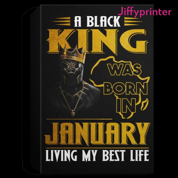 A Black King Was Born In January Black Panther Vertical Poster Gift For Birthday In January Black King American
