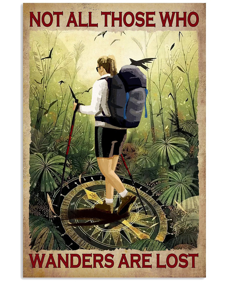 Not All Those Who Wanders Are Lost Forest Explorer And Compass Vintage Poster Canvas Gift For Exploring Lovers Explorers
