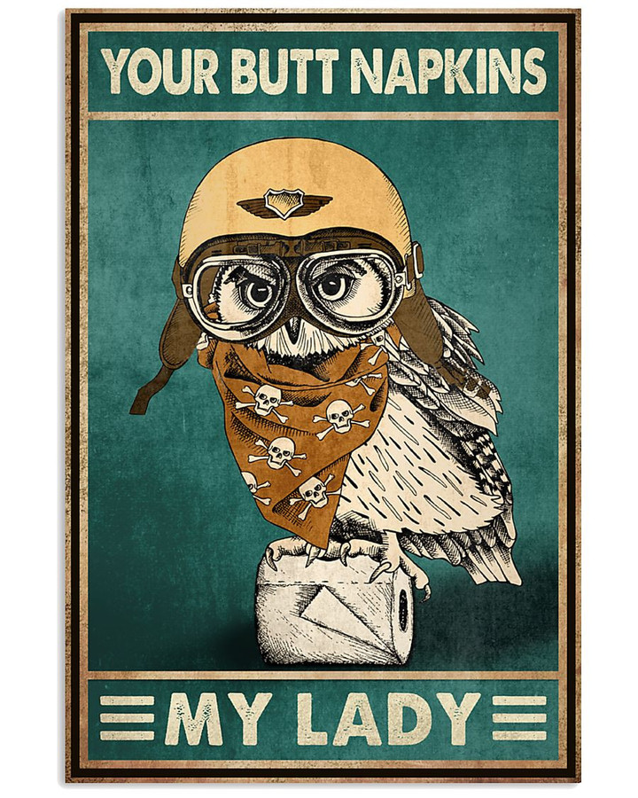 Your Butt Napkins My Lady Funny Cute Owl With Paper Roll Toilet Decor Vintage Poster Canvas Gift For Owl Lovers