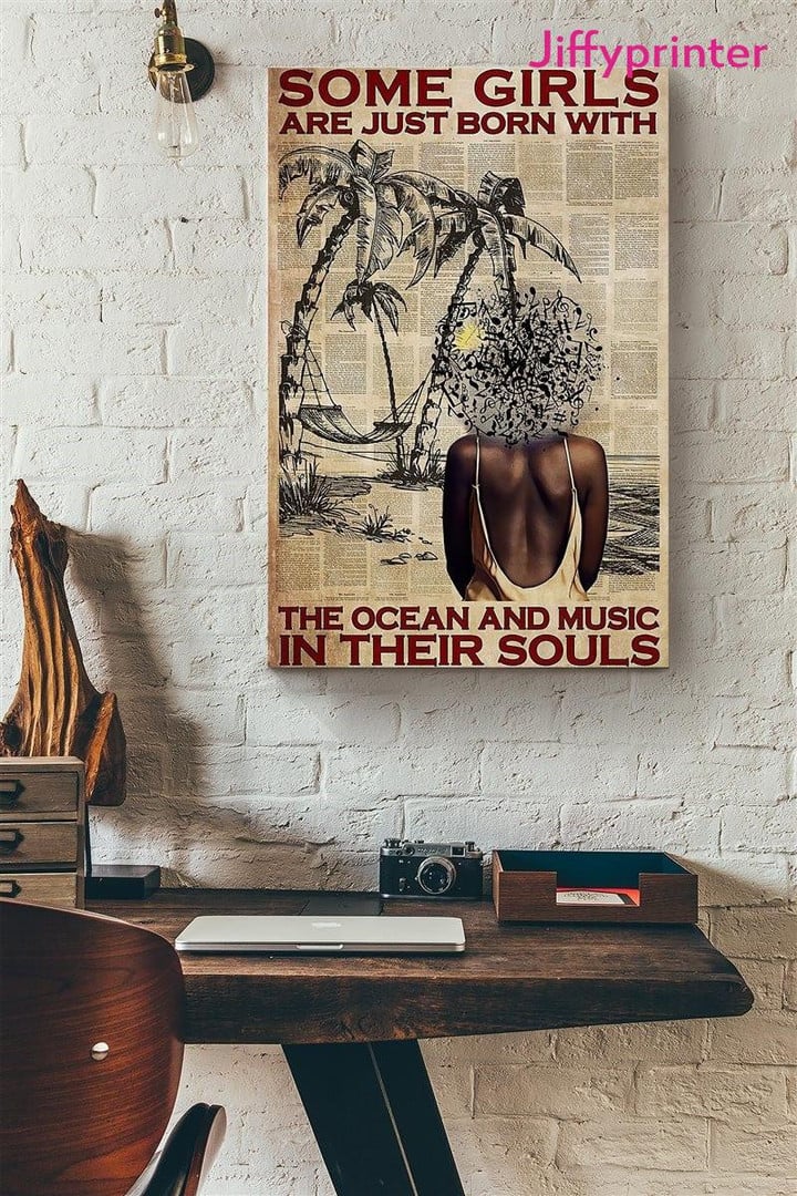 Afro Girl Some Girls Are Just Born With The Ocean And Music In Their Souls Dictionary Poster Canvas Best Gift For Black Girl