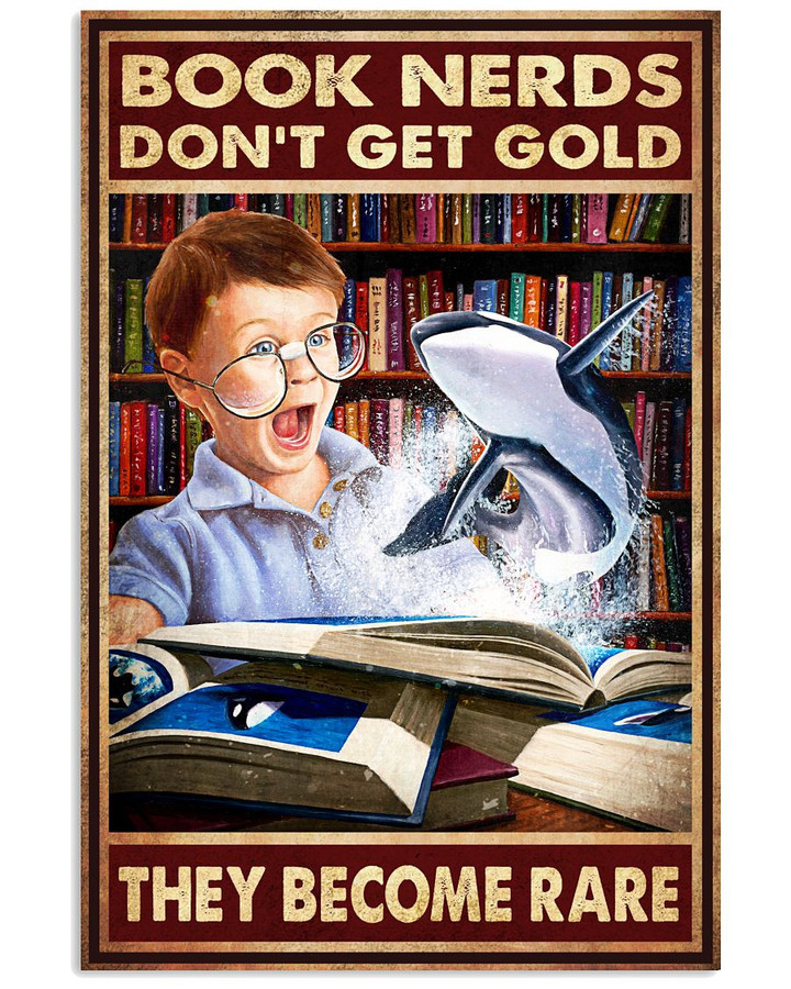 Book Nerds Don't Get Gold They Become Rare Reading Books Library Decor Vintage Poster Canvas Gift For Book Lovers