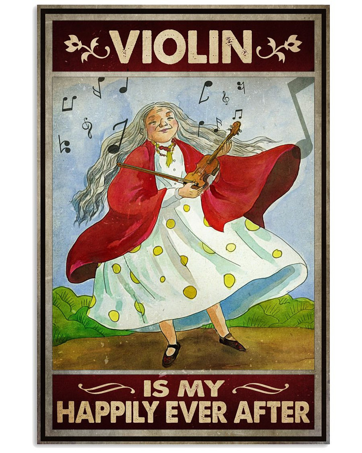 Violin Is My Happily Ever After Playing Violin Vintage Poster Canvas Gift For Violin Lovers Violinists