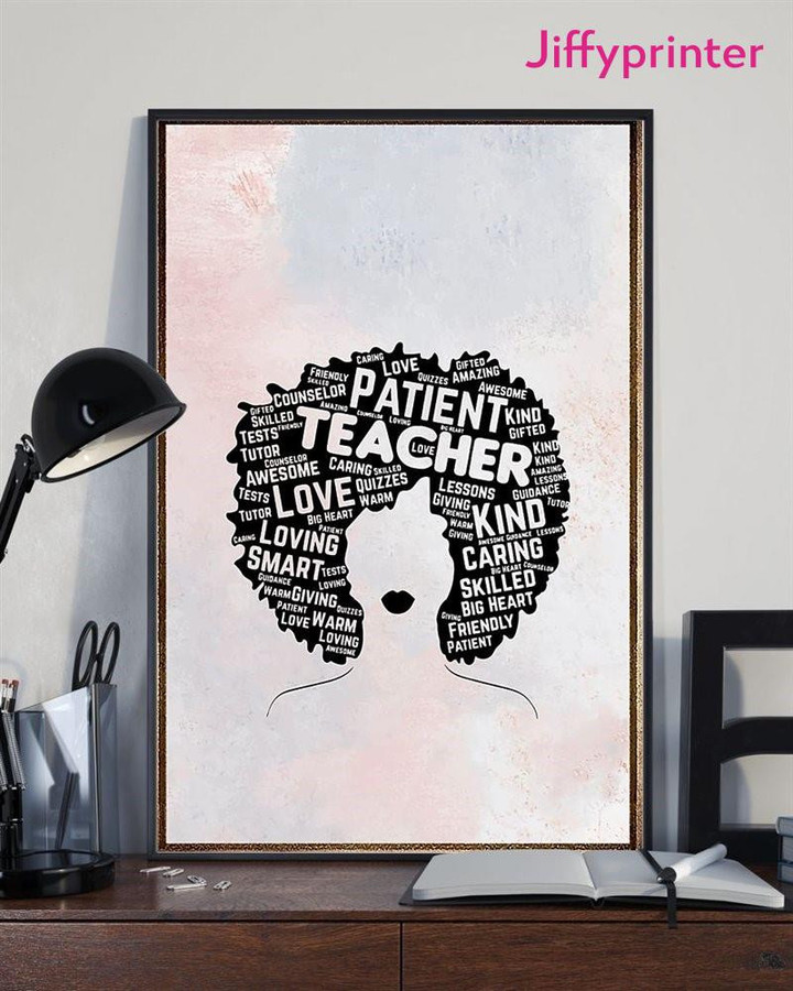 Afro Teacher Patient Love Kind Smart Vintage Home Poster Canvas Best Gift For Black Girl