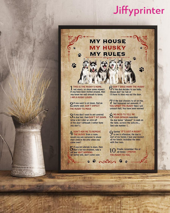 My House My Husky My Rules Husky Family Vertical Poster Gift For Husky Lovers Husky Moms