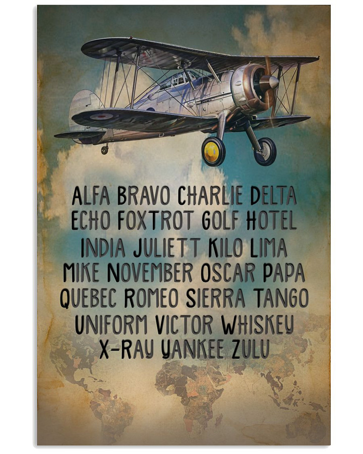 Pilot Codename Alfa Bravo Charlie Delta Echo Foxtrot Poster Canvas Gift For Pilot