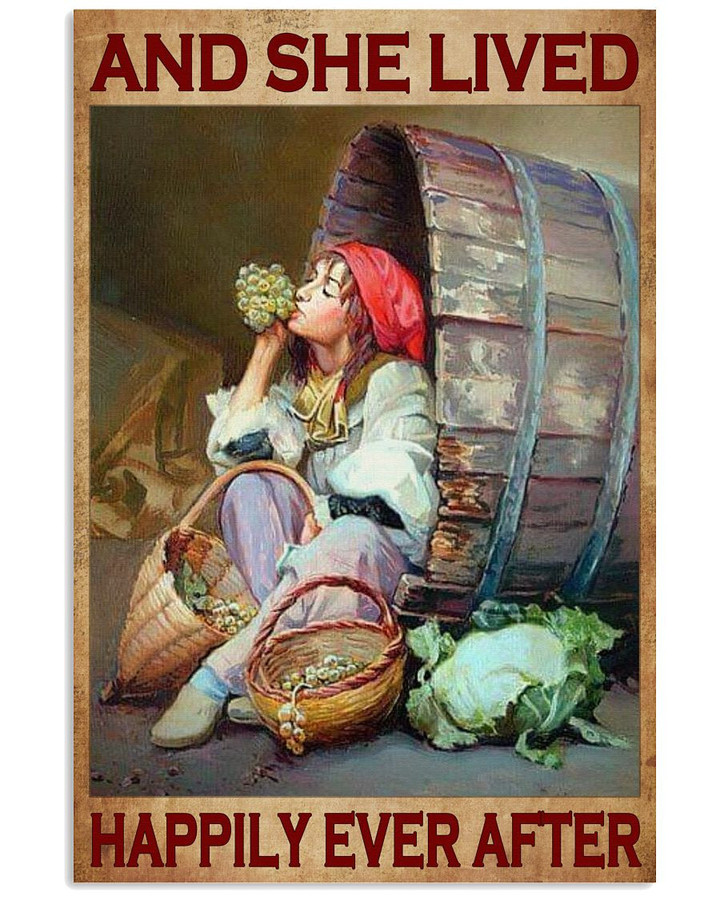 Vegetable And She Lived Happily Ever After Poster Canvas Gift For Women Love Vegetable