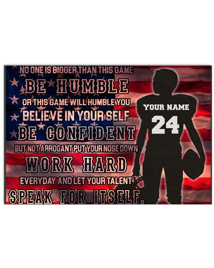Be Humble Believe In Yourself Work Hard Personalized Baseball Player US Flag poster gift with custom name number for Motivation