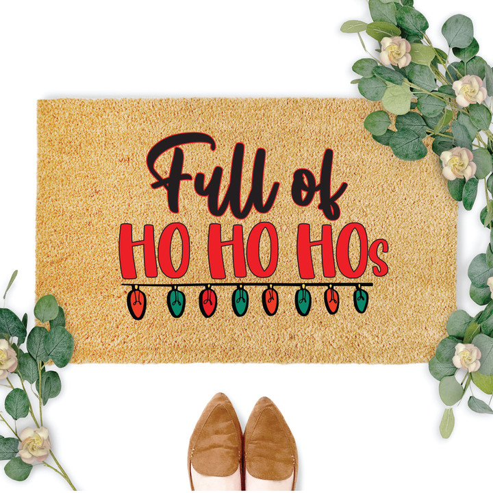 Full Of Ho Ho Hos Fairy Light Christmas Santa Welcome Doormat Gift For Christmas Holiday Lovers Winter Decor