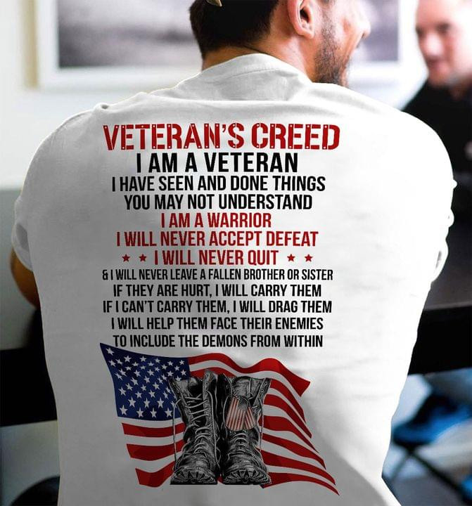 Veteran's Creed I Am A Veteran I Am A Warrior Never Accept Defeat Classic T-Shirt Gift For Veterans