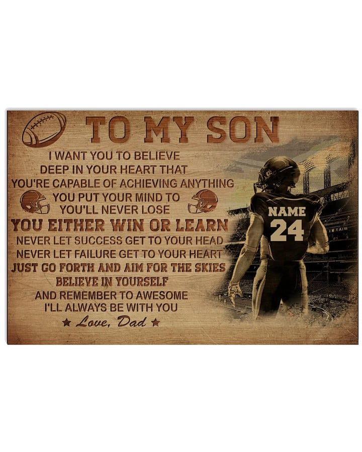 From Dad To My Son You Either Win Or Learn Personalized Baseball Catcher poster gift with custom name number for Dads