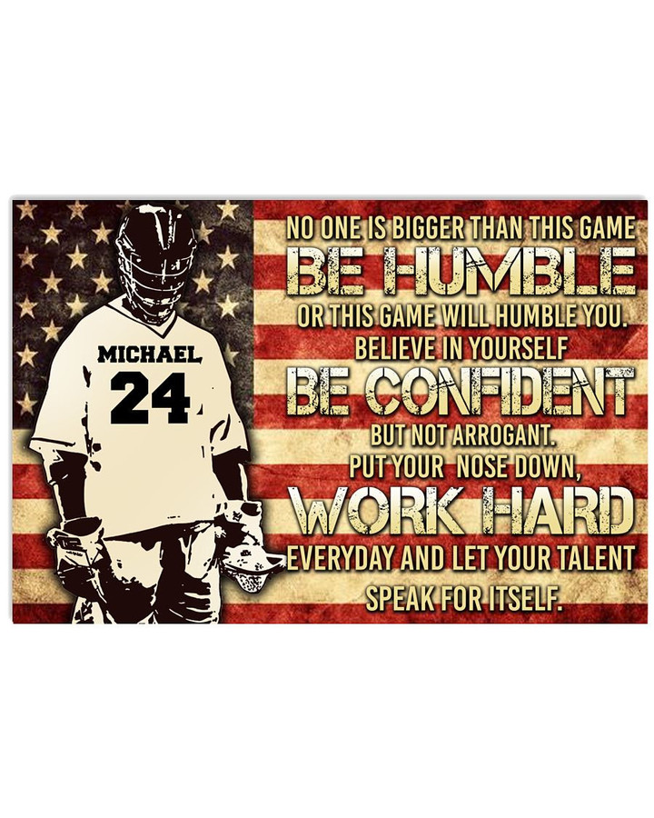 No One Is Bigger Than This Game Be Confident Personalized Baseball Catcher US Flag poster gift with custom name number for Motivation