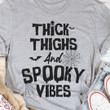 Thick Thighs And Spooky Vibes Bat Halloween T-shirt Best Gift For Halloween Lovers