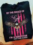 Eagle By The Grace Of God Im A Survivor Us Flag T-shirt Gift For God And Breast Cancer Warrior