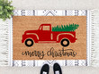 Merry Christmas Truck Tree Christmas Doormat Gift For Christmas Holiday Lovers Winter Decor