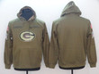 Green Bay Packers Olive Salute To Service Personalized Hoodie Jersey