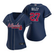Women's Atlanta Braves #27 Austin Riley Navy 2020 Alternate Jersey Gift For Atlanta Braves Fan