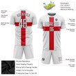 Custom White White Red-Black Sublimation Great Britain Flag Soccer Uniform Jersey