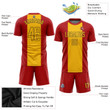 Custom Red Gold-Black Sublimation Spanish Flag Soccer Uniform Jersey