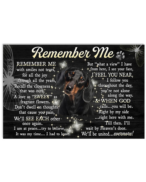 Dachshund Remember Me Poem Poster Canvas Memorial Gift For Loss Of Pet -  Zankis Store