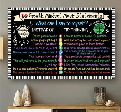 10 growth mindset music statements poster canvas