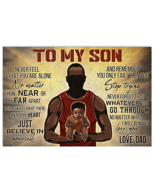 African American Dad Basketball To My Son poster canvas