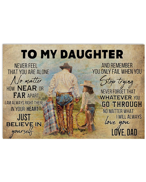 Cowboy to my daughter i will always love you dad poster canvas