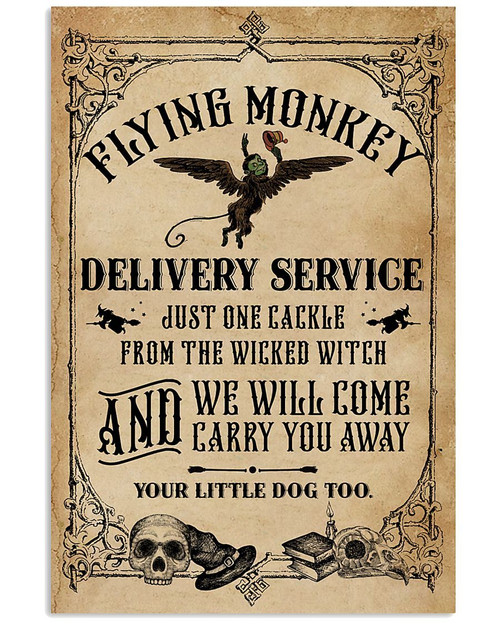 A Flying Monkey Delivery Service Wicked Witch Halloween poster canvas